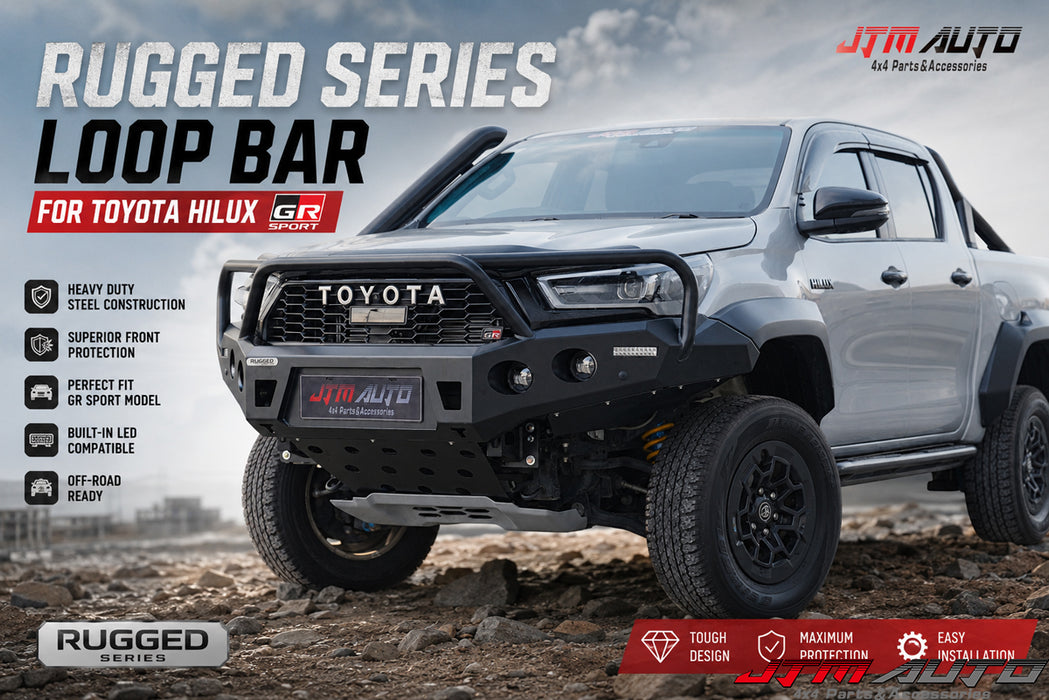 Loop Rugged Bull Bar Bumper Replacement Protection to suit Toyota Hilux GR Sport