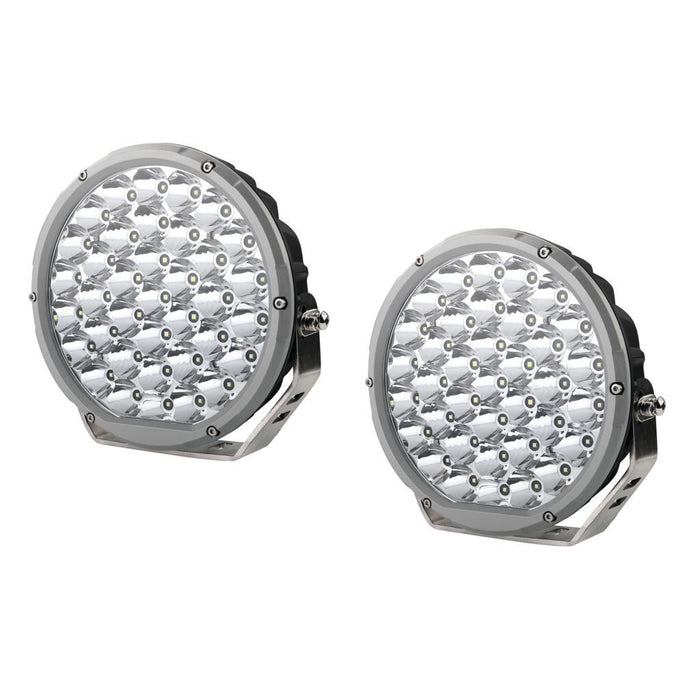 HULK 4X4 9" Round LED Driving Lights - Pair -  Silver Bezel