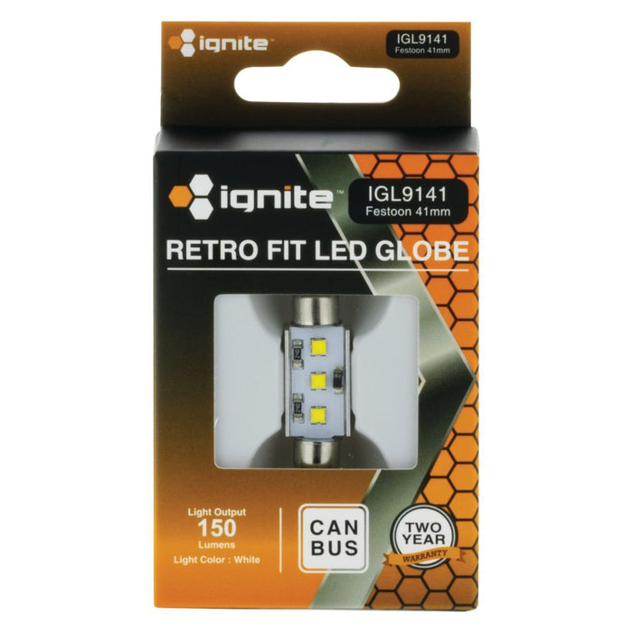 Ignite FESTOON 41MM WHITE 12V 220 LUMENS (PKT1)