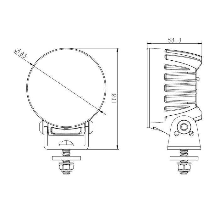 Ignite LED Round Flood Beam Worklamp 9 - 36V 4 LED's 3,800 Lumens