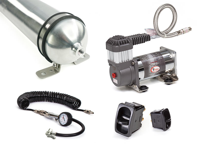 Fulcrum Suspensions Dual Paddle Air Control Kit with Tyre Inflation using 1 Gallon Air Tank and Heavy Duty Compressor