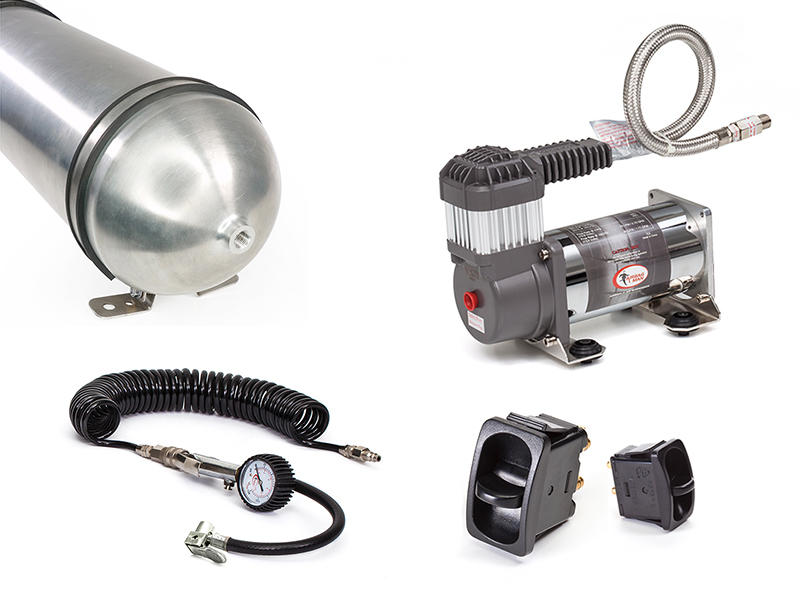 Fulcrum Suspensions 24v Dual Paddle Air Control Kit with Tyre Inflation using 3 Gallon Air Tank and Heavy Duty Compressor