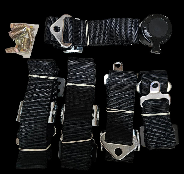 BN 2 X 5 POINT RACING CAMLOCK SEAT BELT HARNESSES BLACK