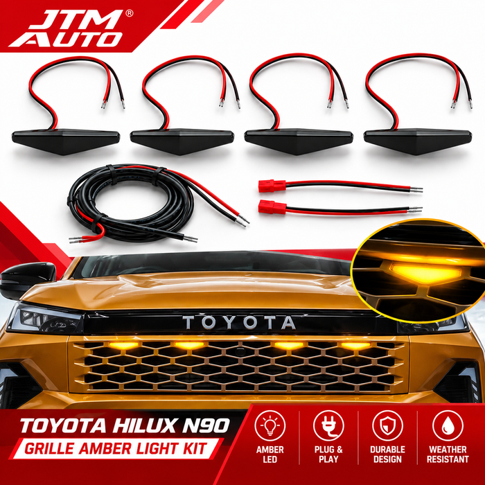4X Front Grille LED Amber DRL Lights Suitable for Toyota Hilux N90 2025+
