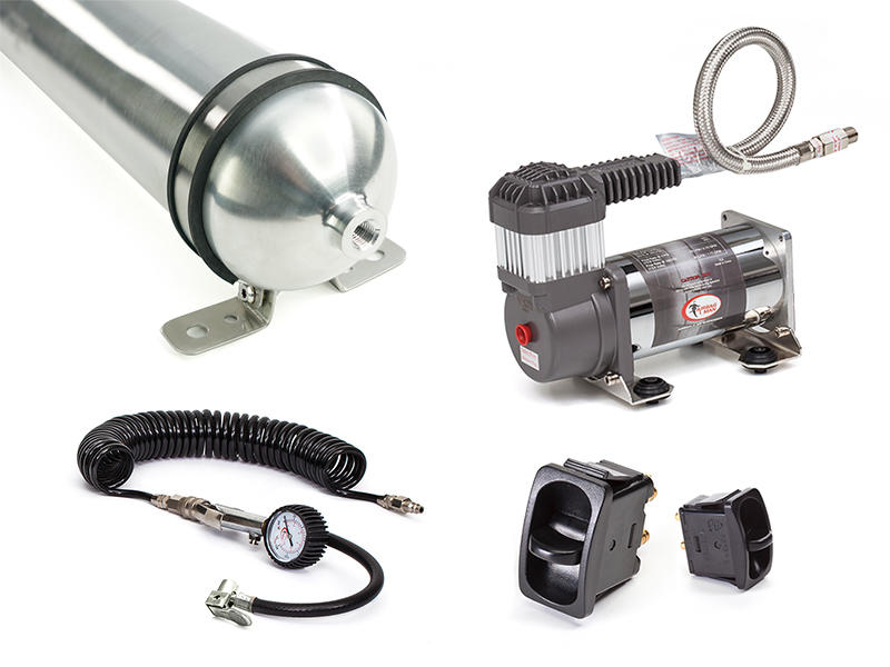 Fulcrum Suspensions 24v Dual Paddle Air Control Kit with Tyre Inflation using 1 Gallon Air Tank and Heavy Duty Compressor