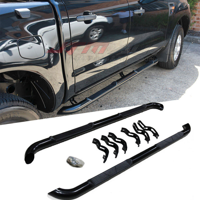Running Boards Black Steel Side Steps to suit Mazda BT50 Dual Cab 2011-2020