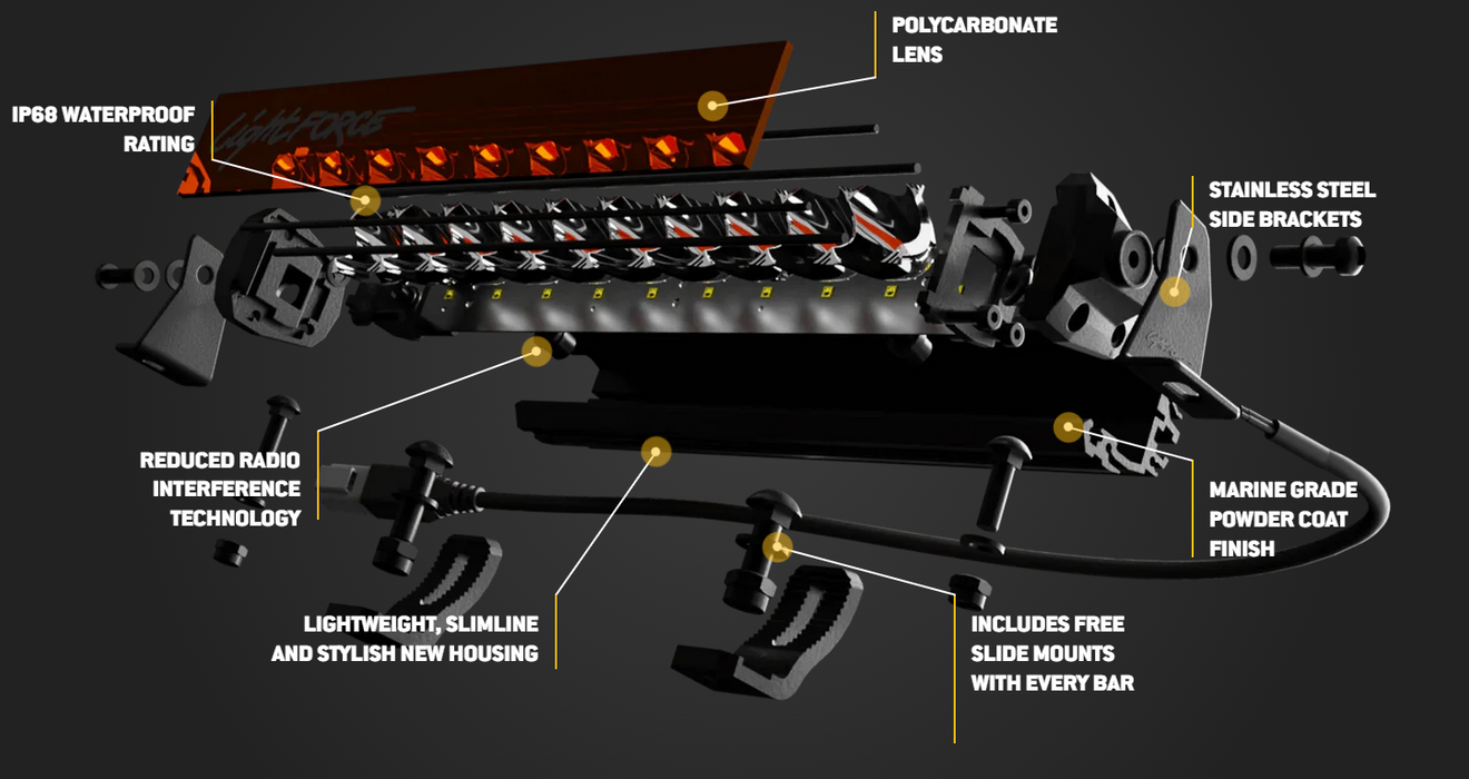 Lightforce VIPER 10 INCH AMBER SINGLE ROW LED LIGHT BAR
