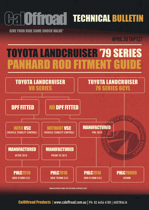 Adjustable Panhard Rod / Track Bar, Front Fits 6 Cylinder Toyota Landcruiser 76,78,79 Series