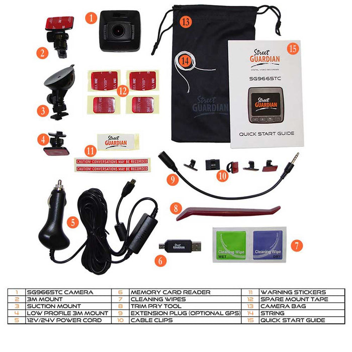 Street Guardian SG9665TC – 1 Channel Full HD 1080P Dash Camera