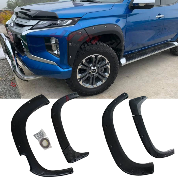 Smooth Matt Black Fender Flares Wheel Arch to suit Mitsubishi Triton MR 2018+