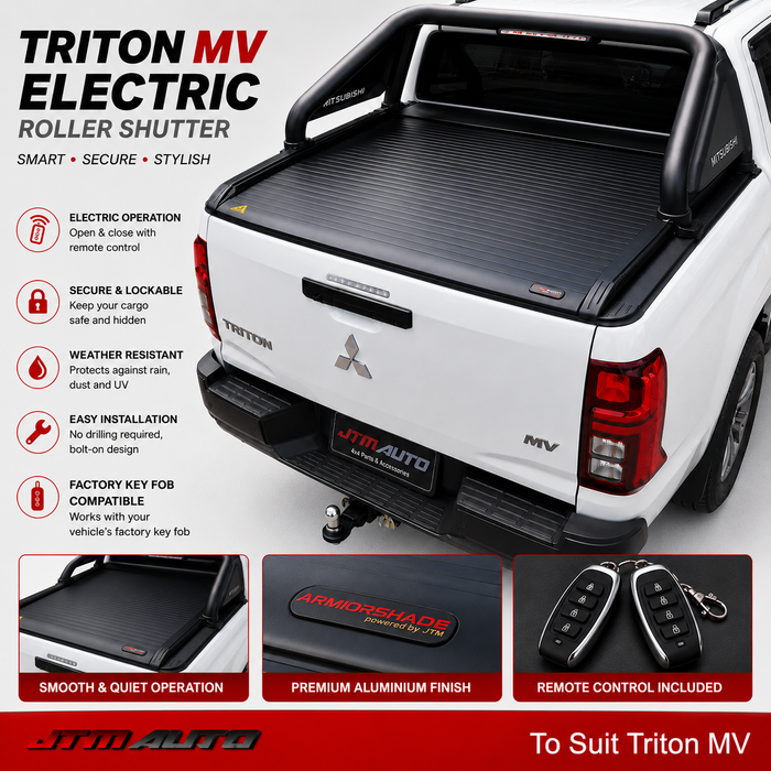 Armorshade Electric Retractable Roller Shutter for Mitsubishi Triton MV 2024+ (For No Sailplane)