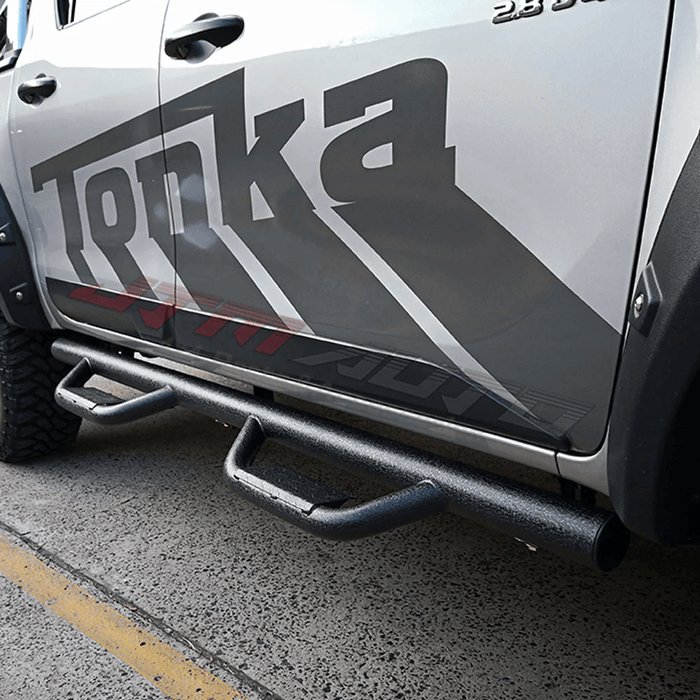 Heavy Duty 3" Black Steel Side Step Running Board to suit Toyota Hilux 2015-2024