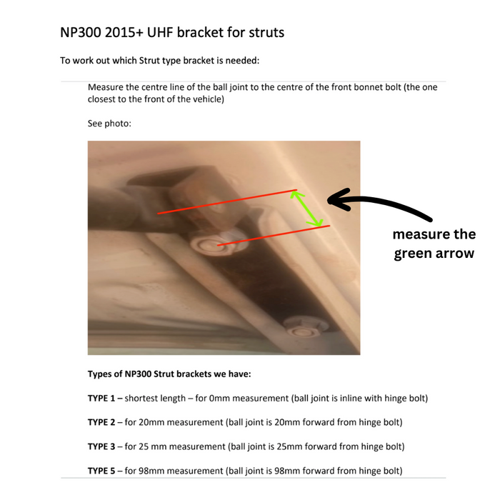 Bonnet Bracket (With Struts) to suit Nissan Navara NP300 2015-2022