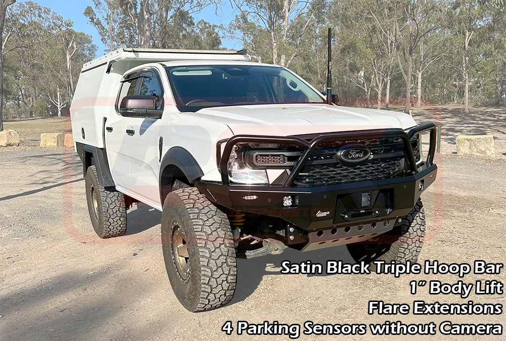 PSR Ambush satin black triple hoop Ford Ranger bull bar