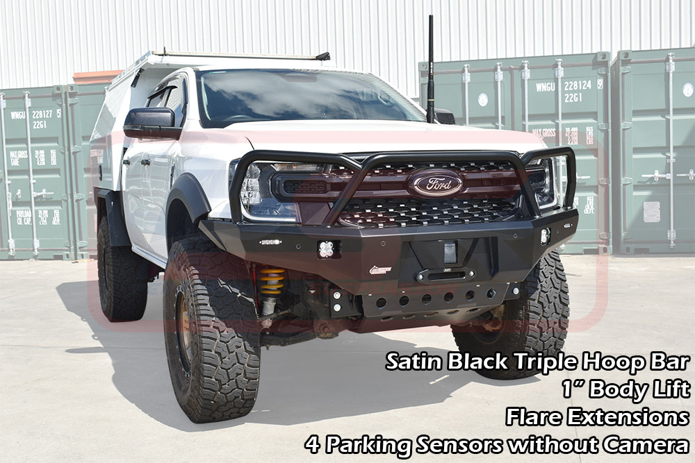 PSR Ambush satin black triple hoop Ford Ranger bull bar