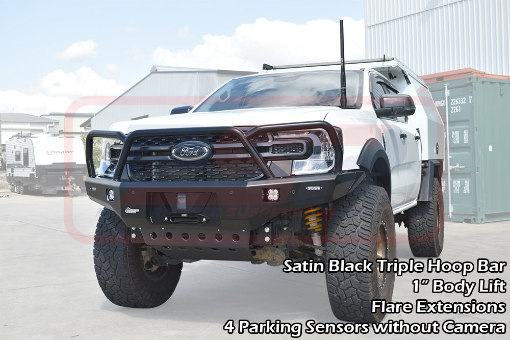 PSR Ambush satin black triple hoop Ford Ranger bull bar