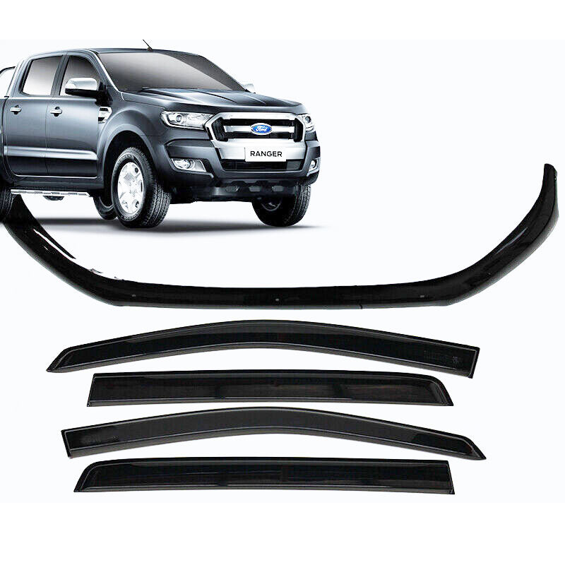 Bonnet Protector + Window Visors Weather shields to suit Ford Ranger 2 ...