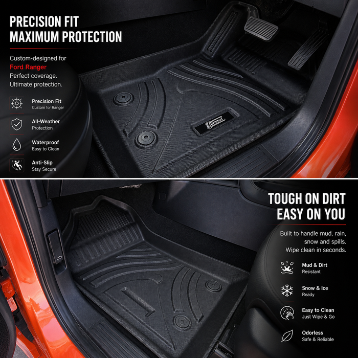 UltraMat 3D TPV Heavy Duty All Weather Floor Mats to suit Ford Ranger 2022+