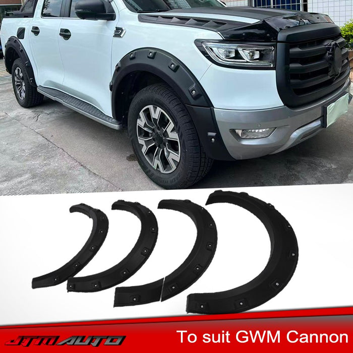 Smooth Matt Black Fender Flares Wheel Arch to suit GWM Cannon 2019-2024