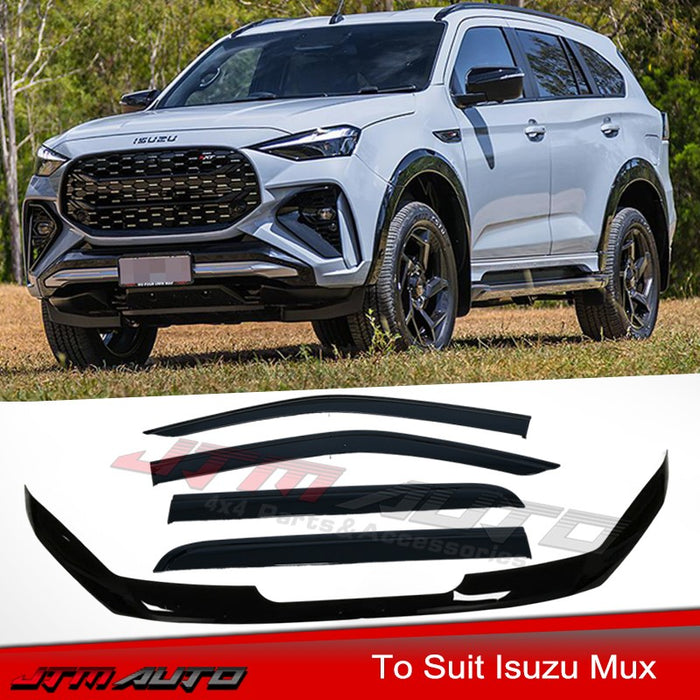 OEM Bonnet Protector + Weather Shield Window Visor For Isuzu MUX M-UX 05/2024+