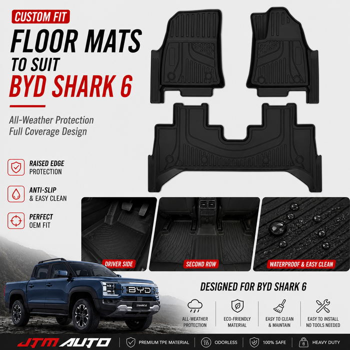 UltraMat 3D TPV Heavy Duty All Weather Floor Mats to suit BYD Shark 6