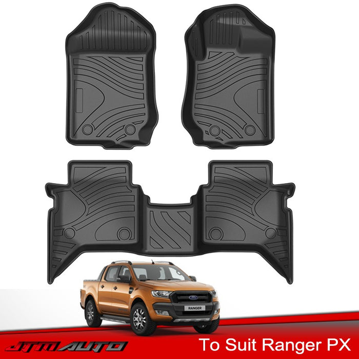 UltraMat 3D TPV Heavy Duty All Weather Floor Mats to suit Ford Ranger PX PX2 PX3