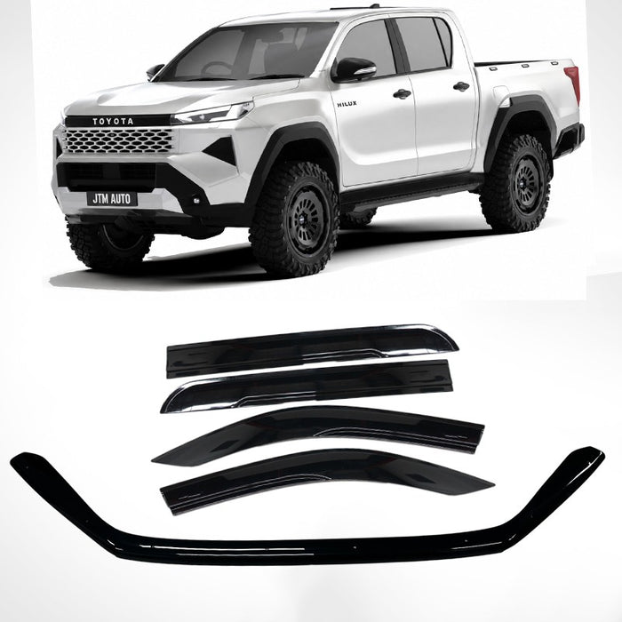 Bonnet Protector Guard + Weather Shield Window Visor to suit Toyota Hilux N90 2026+