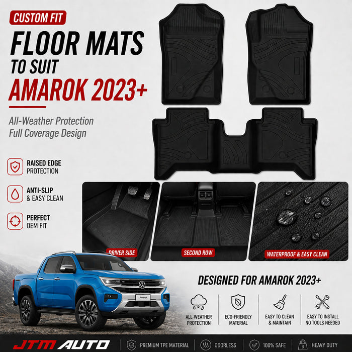 UltraMat 3D TPV Heavy Duty All Weather Floor Mats to suit VW Amarok 2023+