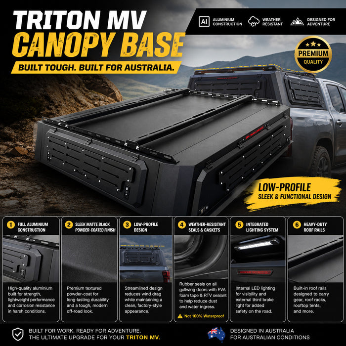 Low Profile Tub Aluminum Canopy Off Road to suit Mitsubishi Triton MV 2024+