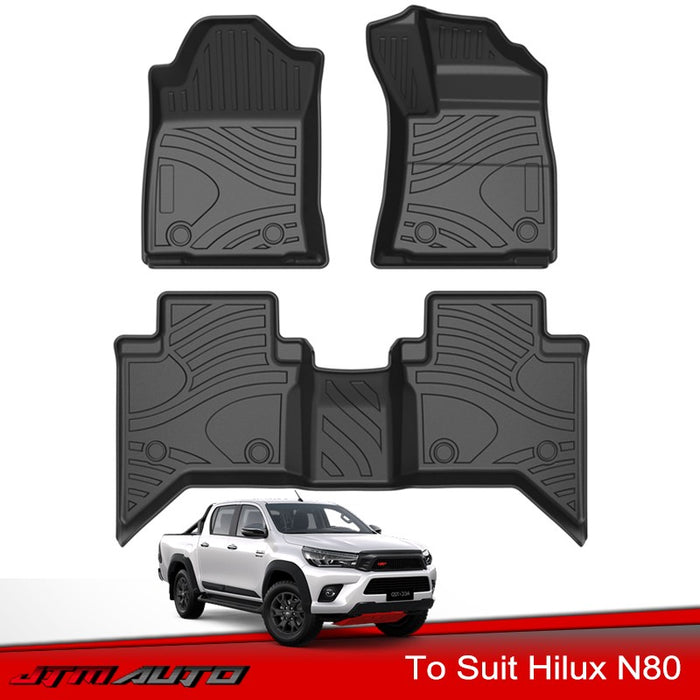 UltraMat 3D TPV Heavy Duty All Weather Floor Mats to suit Toyota Hilux N80 2015-2025