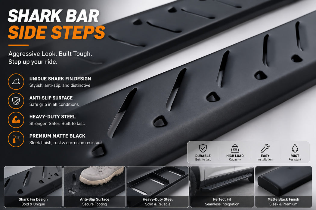 Heavy Duty Shark Bar Side Steps to suit Mitsubishi Triton MV Club Cab 2024+