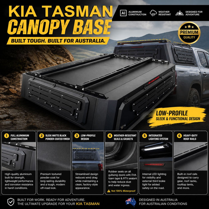 Low Profile Tub Aluminum Canopy Off Road Tactic to suit Kia Tasman 2025+