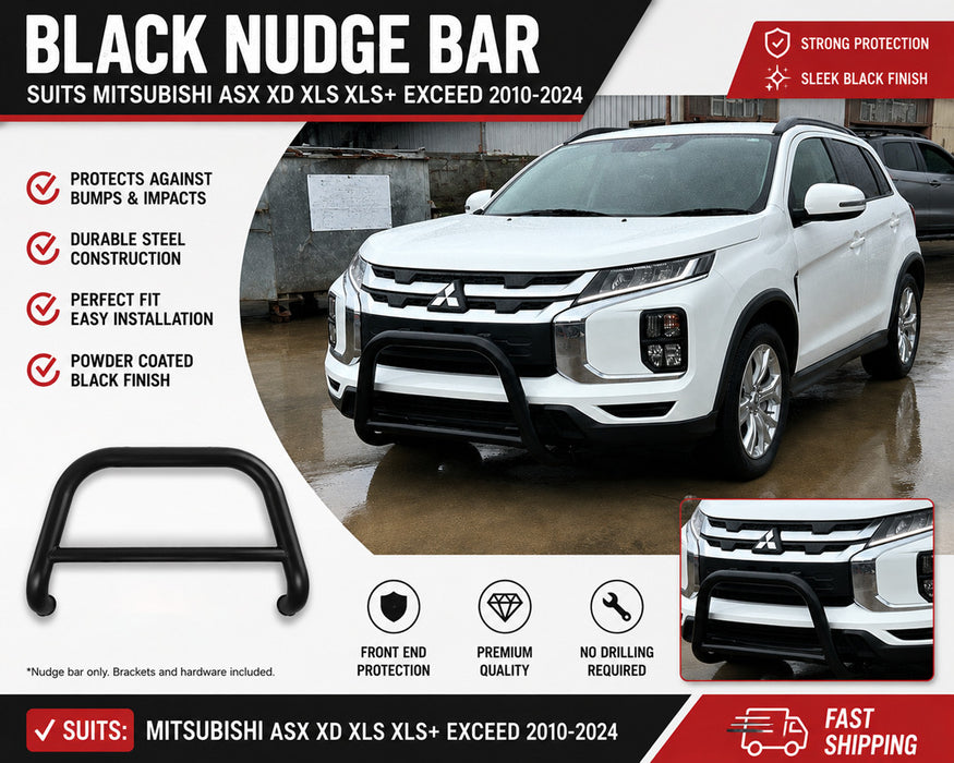 Black Steel Nudge Bar Grille Guard to suit Mitsubishi ASX 2010-2025