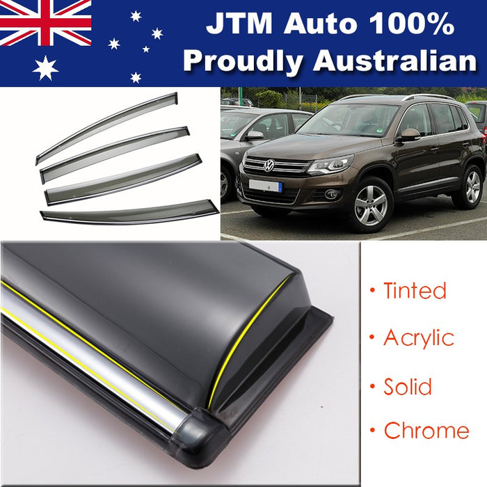 Chrome Weather Shield Window Visors for VW VOLKSWAGEN Tiguan 2008-2014