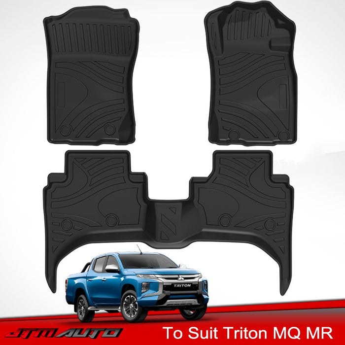 UltraMat 3D TPV Heavy Duty All Weather Floor Mats tosuit Mitsubishi Triton MQ MR