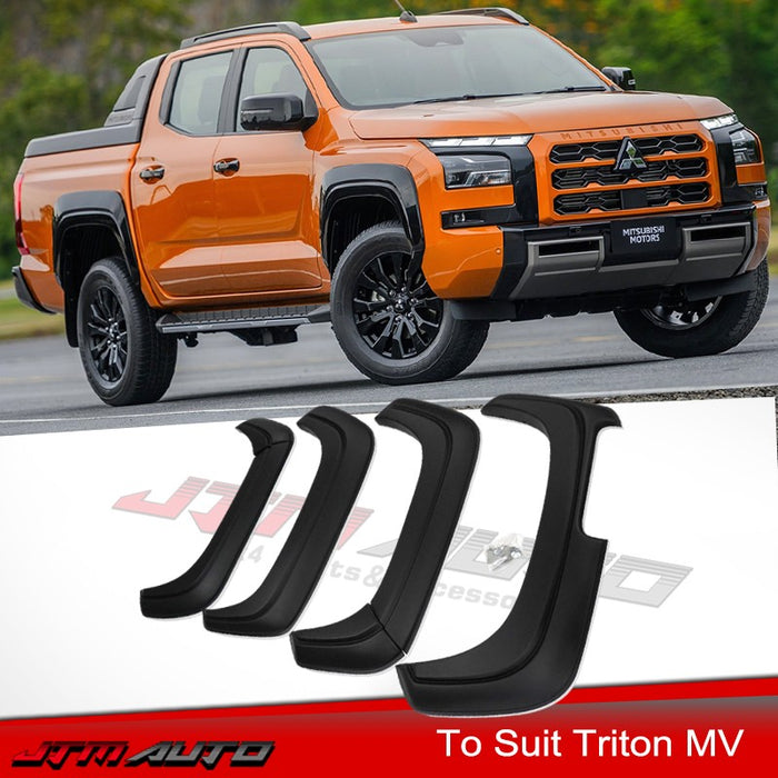 Smooth Matt Black Fender Flares Wheel Arch to suit Mitsubishi Triton MV 2024+