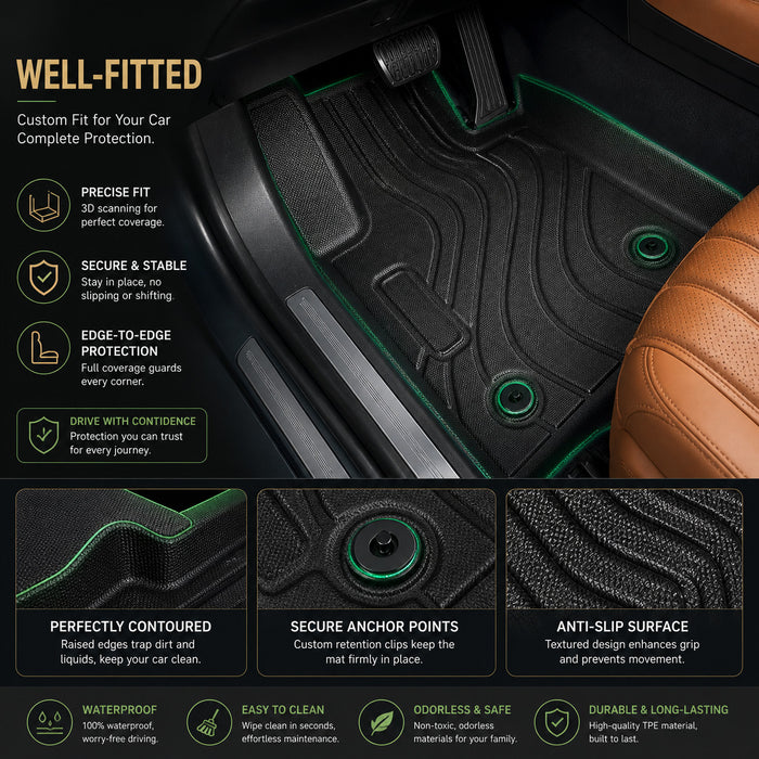 UltraMat 3D TPV Heavy Duty All Weather Floor Mats to suit VW Amarok 2023+