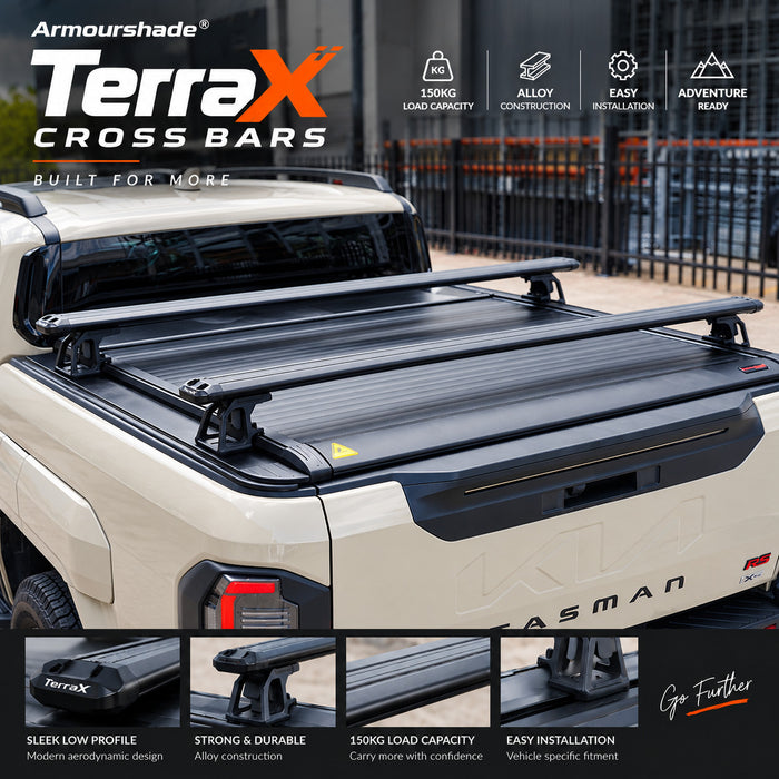 2x Roller Shutter Load Bars TerraX Cross Bars Alloy Channel Mount 160CM NO Drill