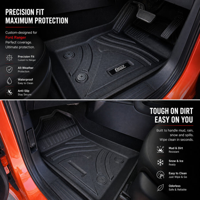 UltraMat 3D TPV Heavy Duty All Weather Floor Mats to suit VW Amarok 2023+
