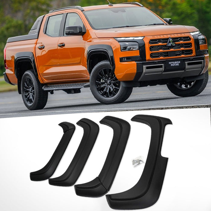 Smooth Matt Black Fender Flares Wheel Arch to suit Mitsubishi Triton MV 2024+
