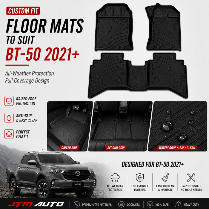 UltraMat 3D TPV Heavy Duty All Weather Floor Mats to suit Mazda BT50 BT-50 2020+
