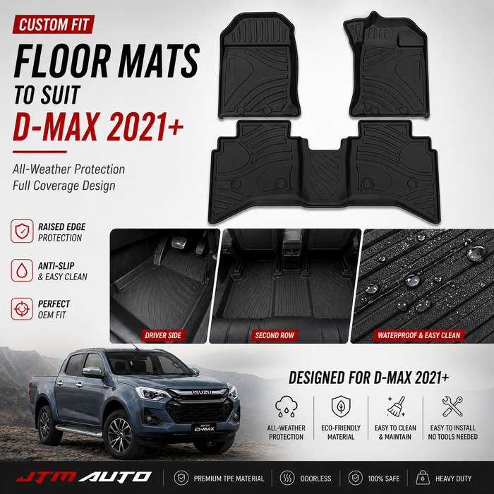 UltraMat 3D TPV Heavy Duty All Weather Floor Mats to suit Isuzu Dmax D-max 2020+