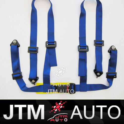 4 POINT BLUE RACING HARNESS SEAT BELT WITH BOLTS