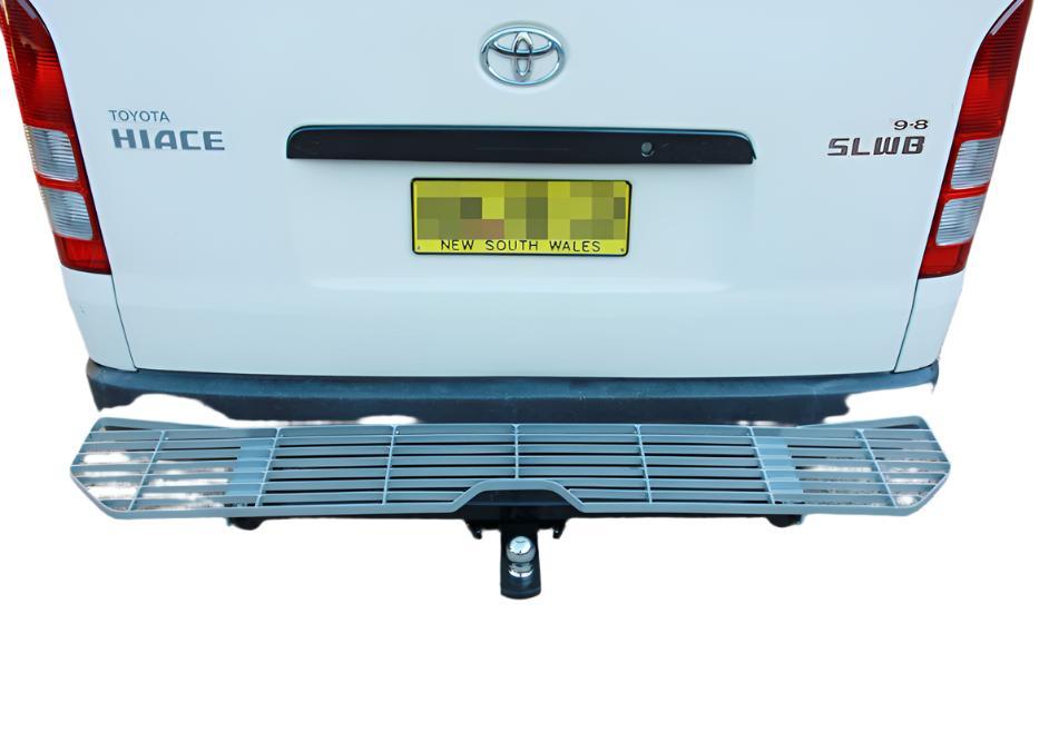 Alloy Sliver Rear Step Bumper Bar TOW BAR to suit Toyota Hiace 2005-2019 SLWB Commuter